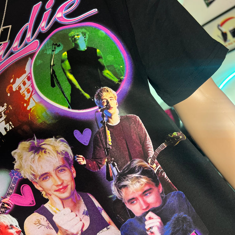 T-shirt with graphic design of blondie skeetz ( bobby from inhaler dublin)