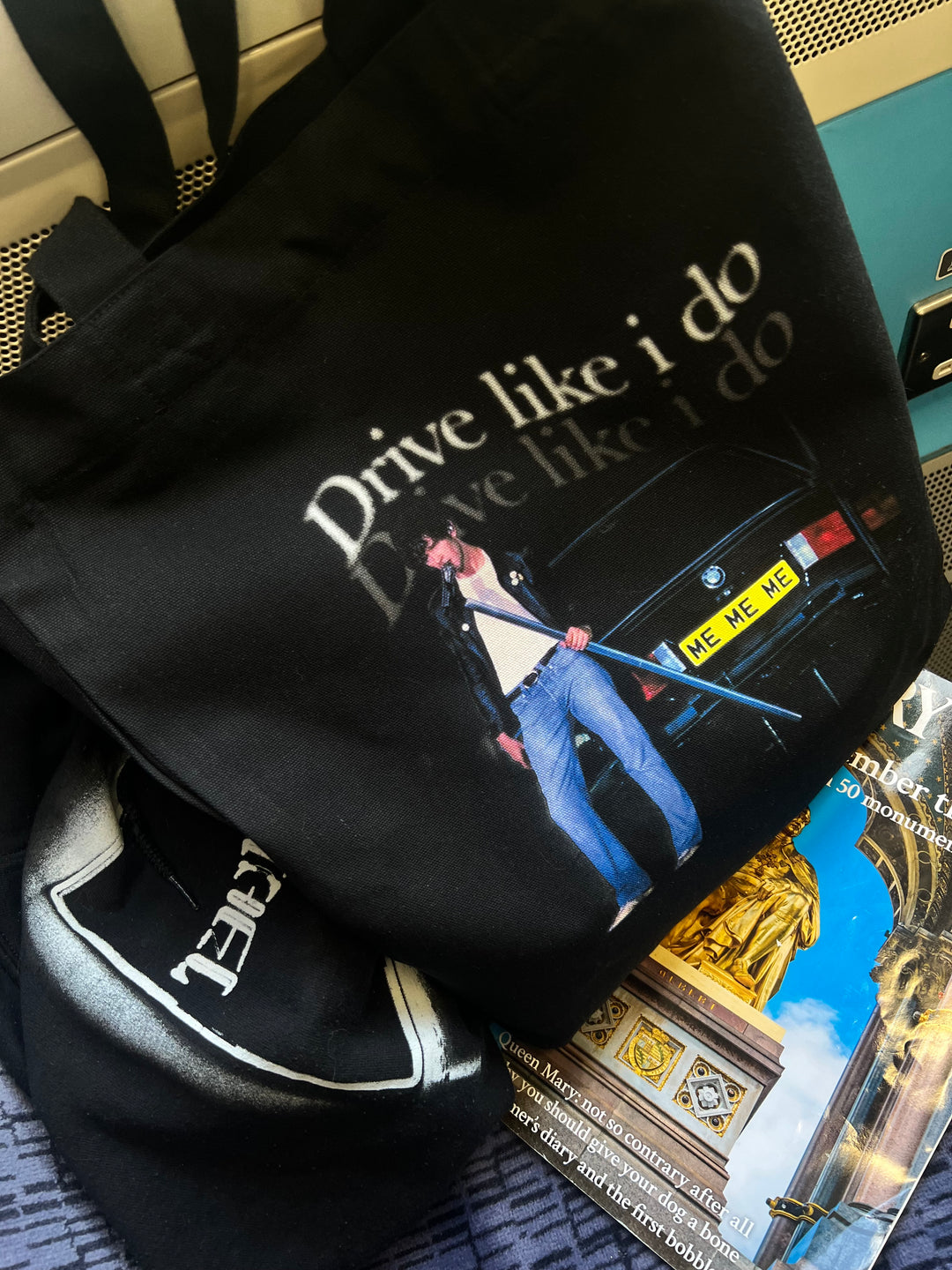 Matty y2k car print tote bag