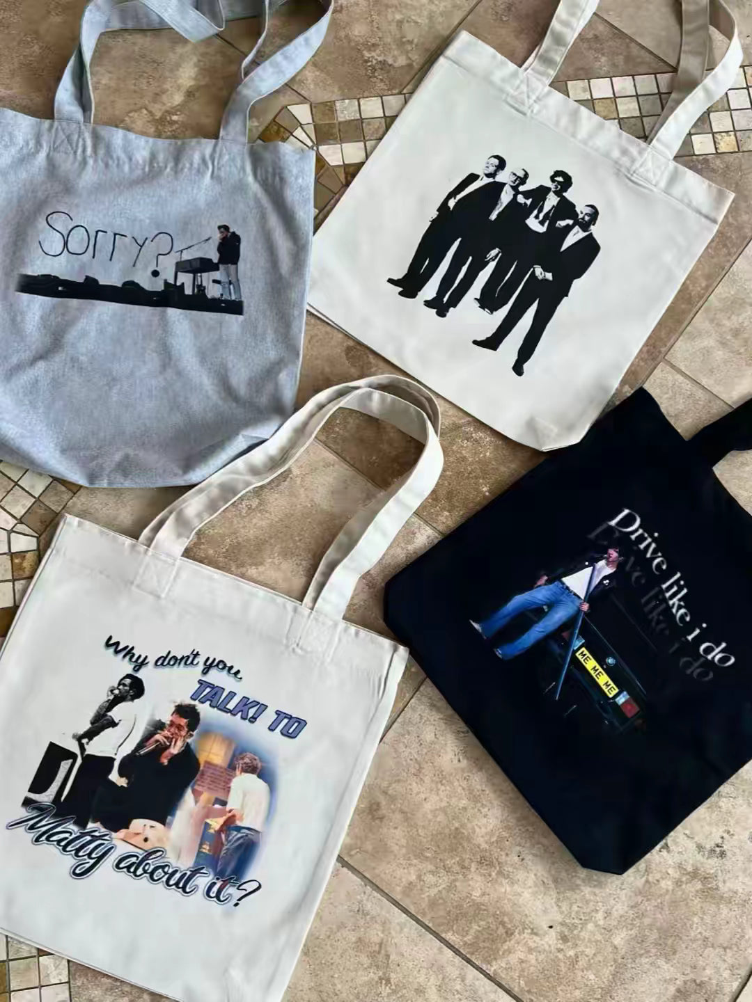 Talk to Matty about it- 1975 inspired printed tote bag