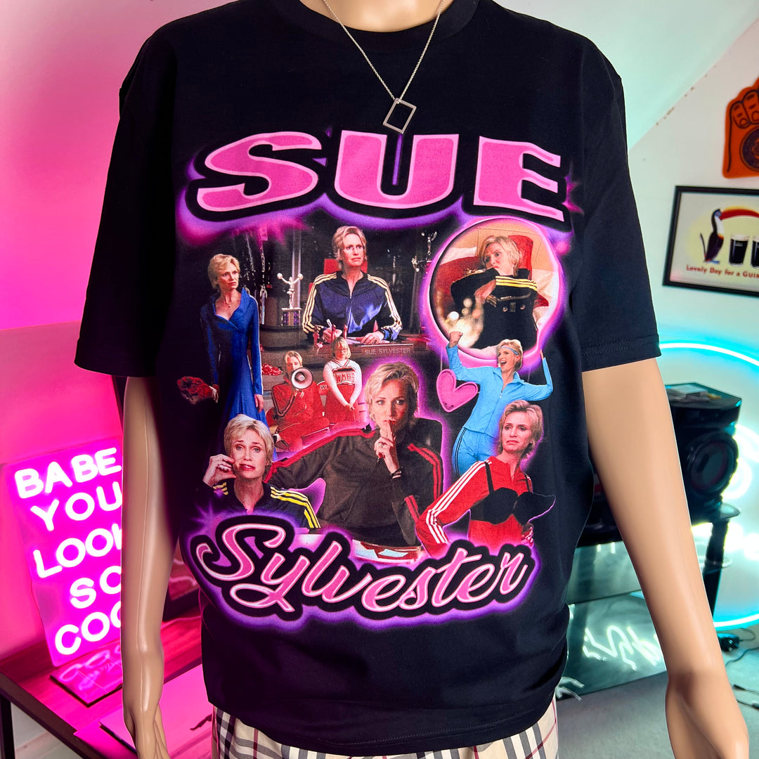 Sue Sylvester inspired homage graphic t-shirt