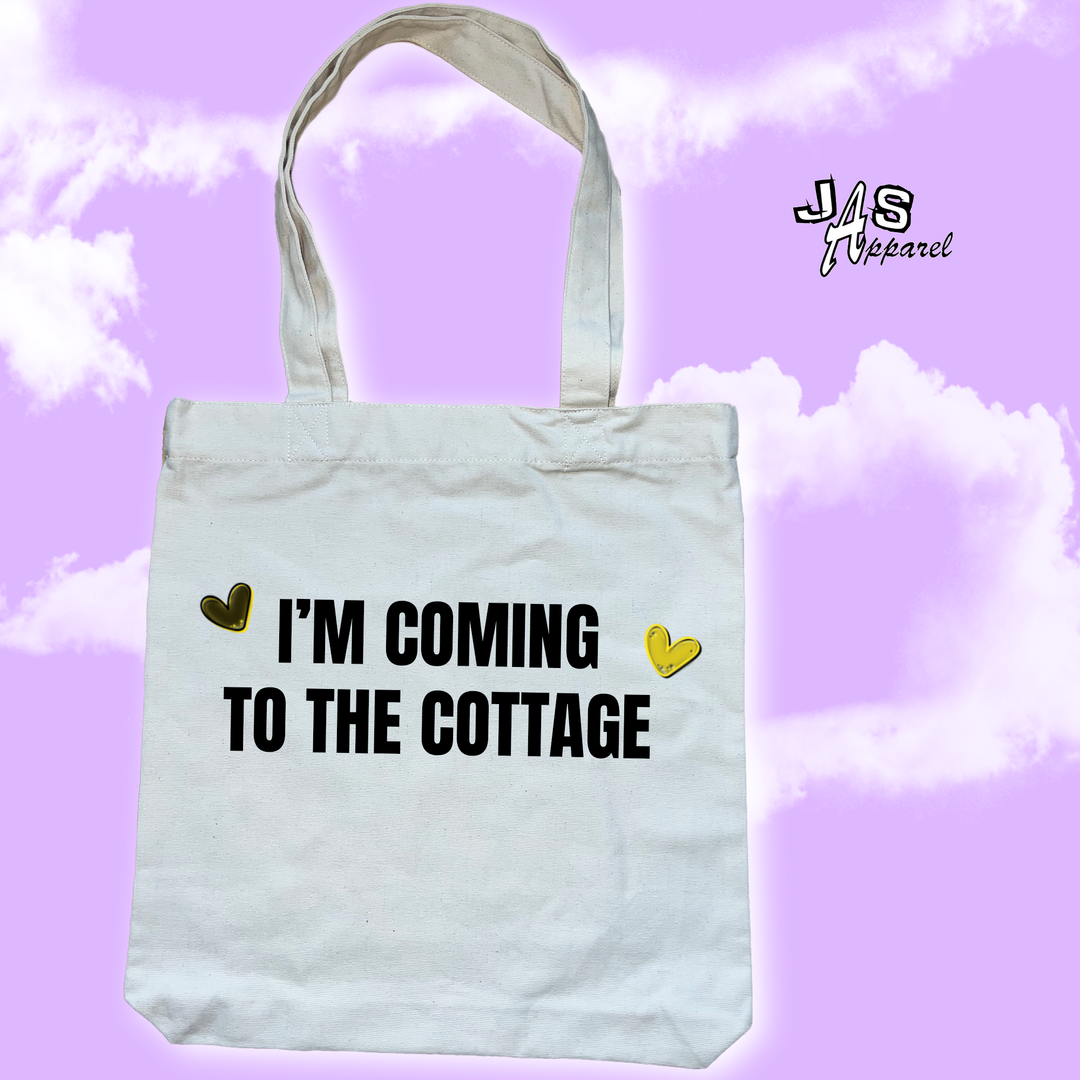 i'm coming to the cottage - print woven tote bag