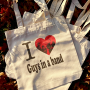I heart guys in bands tote bag